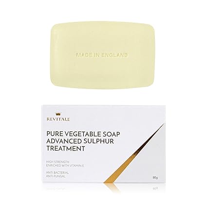 Revitale Pure Vegetable Sulphur Soap, 80g, Antibacterial Soap, Helps Combat Blackheads, Stains and Skin Irritation