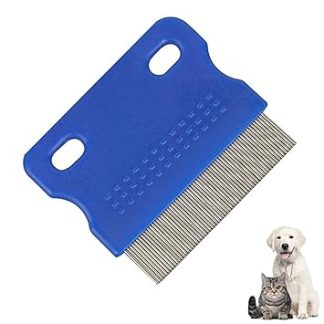 iLamdeetek Pet Combs Stainless Steel Fine Dental Care Tool Anti Flea Combs with Non-Slip Handle Tear Stain Remover Blue
