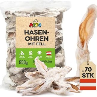 ALTO - Premium Rabbit Ears with Fur for Dogs - 850 g Whole Rabbit Ears with Fur for Dogs - Quality from Austria - 100% Natural Dog Treats, Puppy Treats