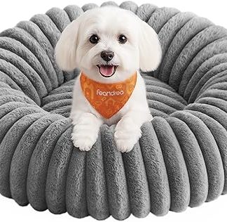 Feandrea PGW302GD01 Dog Bed Medium Cat Bed 60cm Diameter Dog Basket Dog Cushion Washable Soft Padding Non-Slip Dove Grey