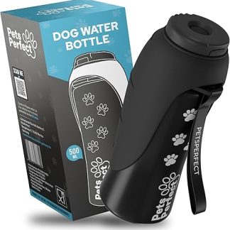 Pets Perfect Dog Water Bottle for Travelling – Dog Drinking Bottle for Travelling Made of Robust Stainless Steel 500 ml – Leak-Proof Water Bottle to Go – Dog Water Bottle in