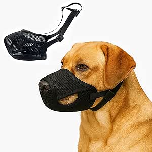 Colenumone Dog Muzzle - Soft Mesh Muzzle for Small, Medium and Large Dogs, Adjustable to Prevent Barking, Scavenging, Licking and Chewing and Prevent Biting, Black(L)