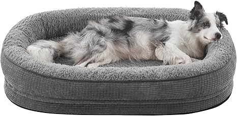 Pawk Orthopaedic Dog Bed, Medium Dogs, Four-Sided Neck Roll Cushion, Dog Bed, Orthopaedic, Memory Foam Dog Basket, Waterproof, Non-Slip, Dog Beds, Removable and Washable