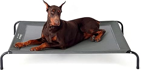 Bedsure Dog Bed Grey Indoor and Outdoor Garden for Outdoor Camping Raised Dog Bed Size XL / L / M 124 x 90 / 110 x 80 / 90 x 63 cm Height 20 cm, grey