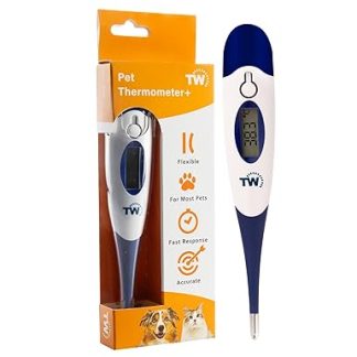 Digital Pet Owners Thermometer for Dogs, Cats, Horses, Vets, Flexible Temperature Probe, Includes Vet Chart