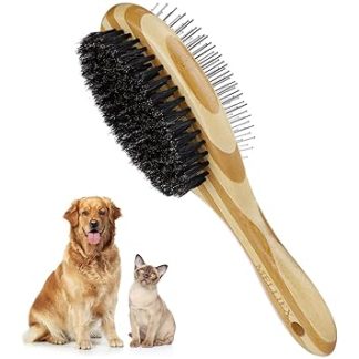 MELLIEX Cat Brush, Dog Brush, Boar Bristles & Needle Brush, Double Brush, Pet Brush, Comb for Dogs and Cats for Short Hair, Long Hair