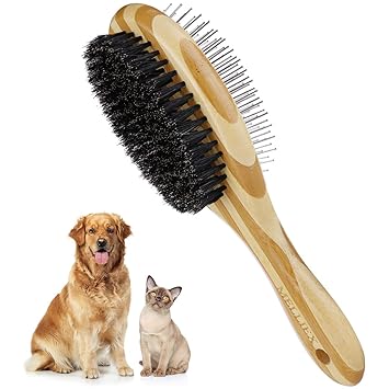 MELLIEX Cat Brush, Dog Brush, Boar Bristles & Needle Brush, Double Brush, Pet Brush, Comb for Dogs and Cats for Short Hair, Long Hair