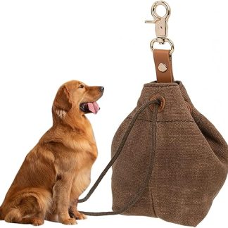 TMBMLPP Treat Bag for Dogs, Food Bag Dogs, Shrink Bags with Clip Buckle, Dog Treat Bag, Food Bag, for Pet Toys (Walking - Brown)