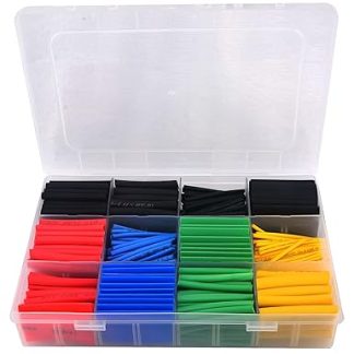 Lonlonty 530 Pieces Heat Shrink Tubing Kit 2:1 Ratio Thermo-Regulating Tube for Electrical Cable Assortment for Car Electrical Wire Tubing 5 Colors 12 Sizes