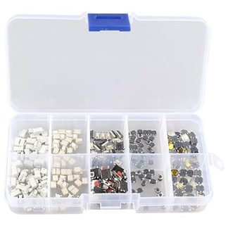 HALJIA 250pcs 10 Value Tactile Tact Push Button Touch Switch Micro Momentary Tact SMD Assortment Kit + Plastic Box