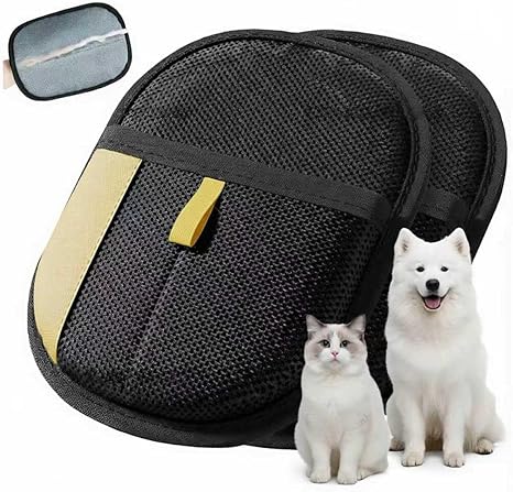 Pack of 2 Pet Felmagnet Removal Gloves, 2025 Upgraded Double-Sided Grooming Gloves, Reusable Cat and Dog Grooming Gloves, Pet Hair Removal, Static Electricity Gloves for Cleaning, Hair Removal