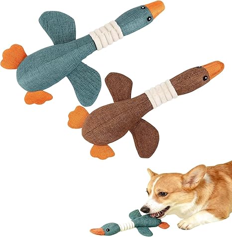 Efymosce Pack of 2 indestructible dog toys, anti-stress duck for dogs, indestructible dog toy, puppy toy, dog toys, cuddly toy goose for aggressive chewers