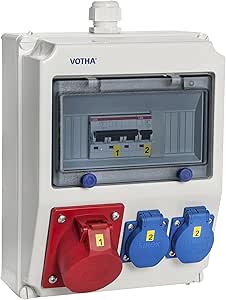 VOTHA® Wall Distributor - Wired WORMS without FI Switch Socket 230 V~ 2, CEE 16 A, 400 V~ 1, CEE 32 A, 400 V~ without, LS 16 A, 1-pole, C 1, LS 16 A, 3-pin, C 1, LS 32 A, 3-pin, C without