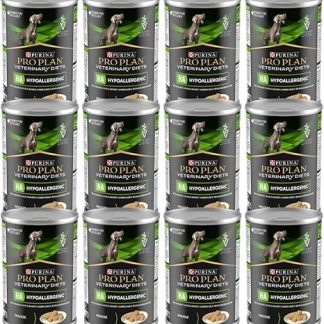 PURINA PRO PLAN Veterinary Diets HA Hypoallergenic | Pack of 12 | 12 x 400 g | Complete Diet Food for Puppies and Dogs | Omega-3