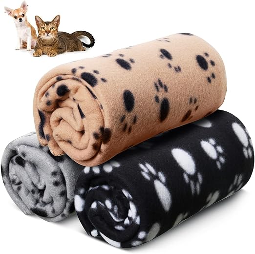 OMH nutrition OH MY HEALTH Cat Fleece Blanket Pack of 3 Washable Soft Blanket Throw 70 cm x 100 cm