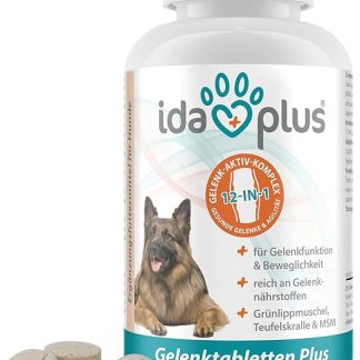 Ida Plus Joint Tablets Plus - Joint Tablets for Dogs - Developed with Veterinarians - Green-Lipped Mussel, MSM, Omega-3 & Devil's Claw Support Dog Joints - High Acceptance by Dogs - Pack of 120