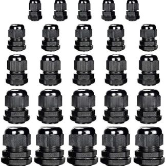Connection Box, 25 Pieces Nylon Cable Glands, Waterproof Cable Glands Joints, Plastic Waterproof PG7, PG9, PG11, PG13.5, PG16