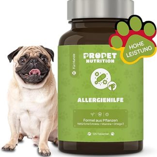 Allergy Tablets for Dogs. Itching Dog. 125 Tablets for Digestion, Immune System, Skin & Fur Allergies in Dogs. With Biotin, Psyllium Husks, Linseed, Grape Seed Extract. Skin Care Dog