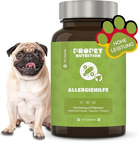 Allergy Tablets for Dogs. Itching Dog. 125 Tablets for Digestion, Immune System, Skin & Fur Allergies in Dogs. With Biotin, Psyllium Husks, Linseed, Grape Seed Extract. Skin Care Dog