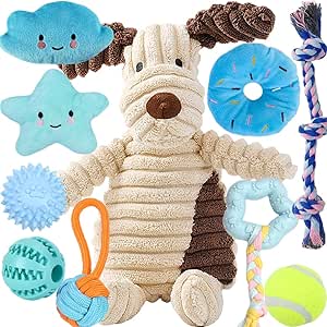10-Piece Puppy Toy Set - Plush Dog Toy with Squeaker, Chew Toy & Ball for Small Dogs - Dental Care Puppy Toy & Accessories for Young Dogs