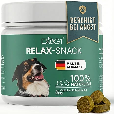 dog1 Relax Snack for Dogs - Made in Germany - Soothing Support for Stress & Restlessness - Natural Relaxation with Ashwagandha, L-Tryptophan & Valerian - Developed by Veterinarians - 280 g