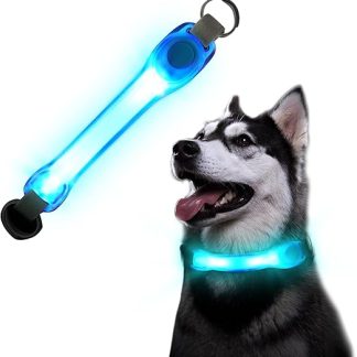 flintronic LED Light Collar Dog Collar, Luminous Dog Collar, Safety LED Light Strip for Dogs Cats, LED Light Flashing Light with Velcro Fastening, Bright Safety for the Night