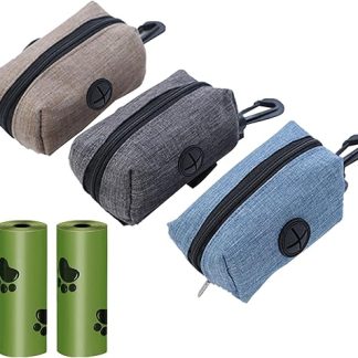 Dog Waste Bag Dispenser, Dog Waste Bag Dispenser, Dispenser for Dog Waste Bags, Pack of 3 Dog Waste Bag Dispensers, with 2 Rolls of Waste Bags for Dogs, for Walking the Dog, Running, Hiking