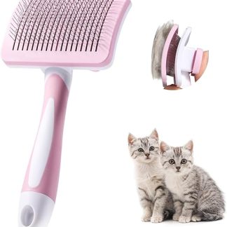 Vinabo Self Cleaning Pet Brush for Long and Short Hair for Dogs, Cats, Effectively Eliminates Tomentose Under Coat and Tangles, Pink