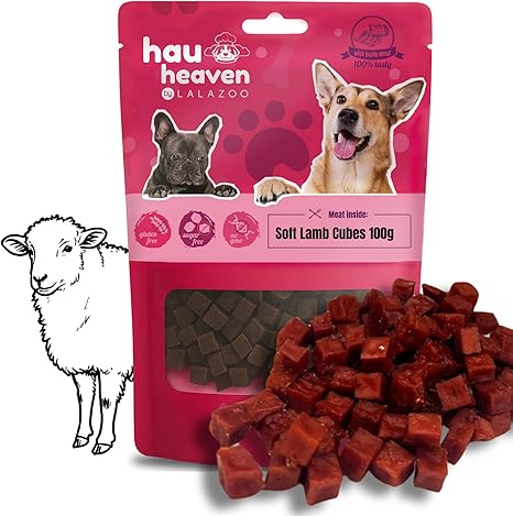 LalaZoo Dog Treats Lamb Cube Soft Snacks 100 g Soft Lamb Meat for Dogs Natural Reward Training Snacks Grain-Free Protein Rich No Added Sugar Suitable