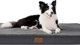 Bedsure Dog Cushion, Egg-shaped Crate Foam for Small, Medium and Large Dogs, Orthopaedic Dog Bed, Cosy Sleeping Area, 75 x 50, 90 x 70, 110 x 80 cm, Washable, Height 8 cm, grey