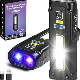 DARKBEAM UV Torch 365 + 395 Black Light, LED EDC Torches, High Lumens, USB C Rechargeable Wooden Lamp, Mini Magnetic COB Red Light, Emergency Power, Urine, Scorpion Detector, Healing Resin