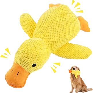 WLVinson Anti-Stress Duck for Dogs, Anti-Stress for Dogs, Squeaky Toy, Dog Cuddly Toy, Yellow Interactive Dog Toy, Indestructible, Anti-Stress Toy, Medium Funny Dog Toys