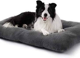 BEDSURE Dog Bed Washable Extra Large XL Dog Cushion Bed Soothing Dog Mattress with Non-Slip Base Dog Anxiety Cushion for Very Large Pets, Grey, 104 x 69 x 8 cm