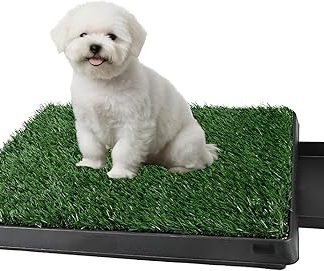 Trintion Dog Toilet Dog Toilet Potty Training Mat with Artificial Grass 63 x 50 cm Reusable and Easy to Clean for Puppies and Small Dogs