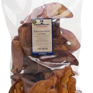 Tiernahrung Schwenner - Pig Ears Pack of 20 - Dog Treats for Strong and Clean Teeth - Dried