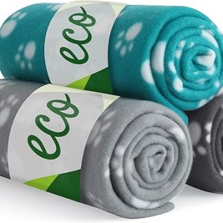 wometo eco Set of 3 Animal Blankets Dog Blanket Made from 100% Recycled Material + Oeko-Tex Tested, 3 Pieces 70 x 100 cm, Grey, Dark Grey and Turquoise