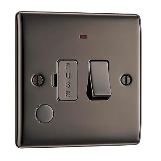 BG Nexus Metal 13 A Switched Fused Connector Device with Neon & Socket, black