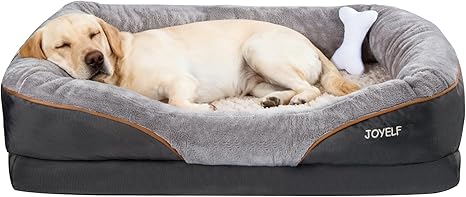 JOYELF XXL Orthopaedic Dog Bed Memory Foam Dog Bed & Dog Sofa Memory Foam with Removable Washable Cover and Squeaky Toy as a Gift