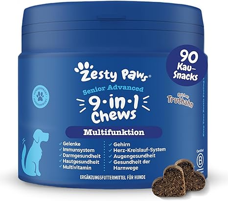 Zesty Paws 9-in-1 Vitamins for Dogs, Soft Dog Treats, Joint & Bone Protection for Dogs, Glucosamine & Chondroitin, Brain, Intestinal Function, Skin and Wellbeing for All Dogs, Pack of 90