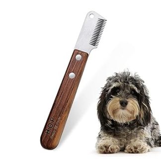 Dog Trimming Knife with Wooden Handle for Dull Dogs Rough Hair Dachshund Fine Top Coat Terrier, Medium Stripping Knife Brown Trim Knife Pet Care Tool for Pet Undercoat