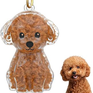 TIESOME Dog Hair Collector Keyring, DIY Dog Hair, Animal Hair Memory Bags Pendant, Dog Hair Storage, Dog Shape, Pet Hair, Memorial Bottle for Household Dogs, Poodle