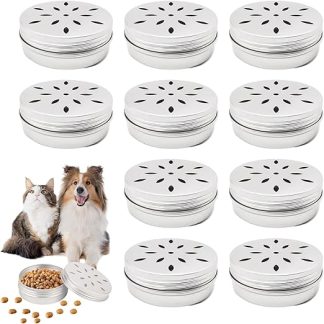 Billowvolve Pack of 10 Round Dog Fragrance Training Box Odour Training Cans for Dogs Training Odour Container Tin Metal Cans with Ventilation Holes Odourable Training Equipment