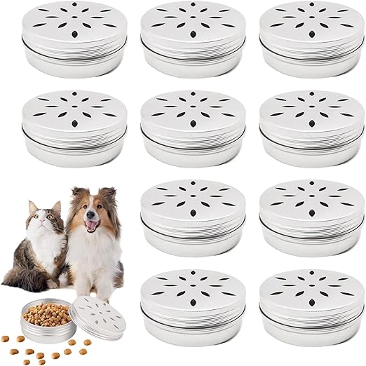 Billowvolve Pack of 10 Round Dog Fragrance Training Box Odour Training Cans for Dogs Training Odour Container Tin Metal Cans with Ventilation Holes Odourable Training Equipment
