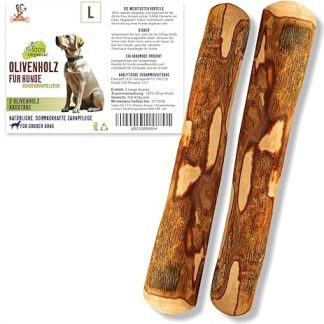 Matchpet Olive Wood Chew Bones for Dogs L - Pack of 2 Natural Chew Wood & Wooden Bone as Dog Toy, for Large Dogs 26-35 kg, Dental Care, Durable & Chew Toy Dog