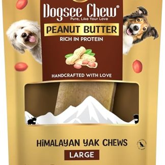Dogsee Himalayan Yak Cheese Dental Care Peanut Butter Flavoured Chew Snacks for Dogs - 130g (1 Large Chew) | For Healthy Skin and Coat | Grain-Free, Gluten Free | Odourless Dog