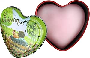 Natural Soap from France Rose in Heart Metal Tin Soap Made from Natural Ingredients