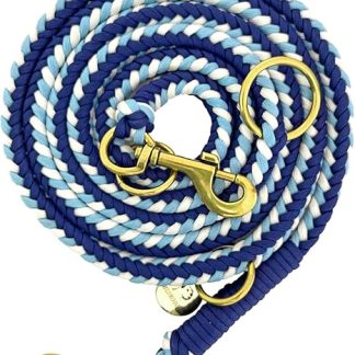 Leisegrün Paracord Dog Lead 2 m Handmade Lead 3-Way Adjustable Handmade for Small and Medium Dogs (Indigo Twist, 2 m) Colour: Light Blue/Blue
