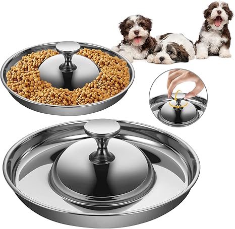 Pack of 2 Stainless Steel Puppy Bowls, Dog Bowls, Puppies, Dog Food, Water Bowl, Slow Feeding Weaning Bowl for Small Dogs, Cats, Pets