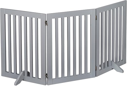 Relaxdays Freestanding Safety Gate H 70 x W 154 cm with Feet Dogs Folding Door Gate Grey