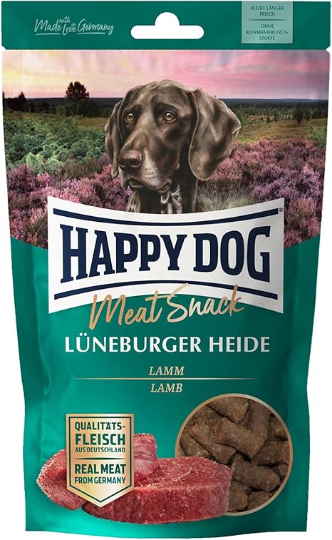 Happy Dog 60700 Meat Snack Lüneburger Heide Treat for Sensitive Dogs Made of Dried Lamb 75 g Content